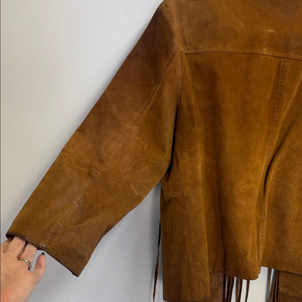 Forever 21 Suede Fringe Boho Western Jacket Size Large - Picture 11 of 12